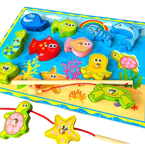 Brinquedo Educativo Madeira Pescaria Magnética Infantil 30x23cm T...