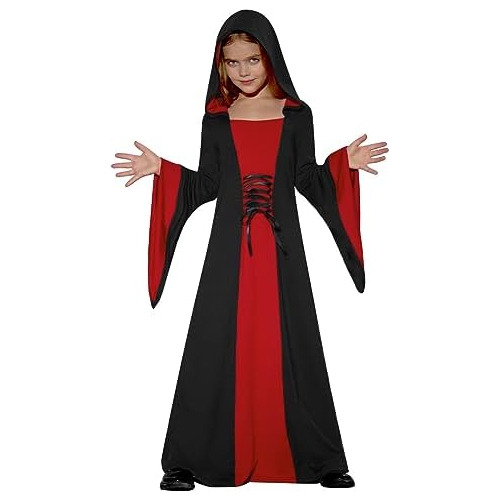 Disfraz De Bata Capucha De Bruja Niñas Halloween, Vest...