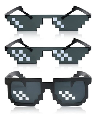 3 Piezas Gafas De Sol Thug Life Lentes Gafas Pixeladas