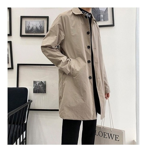 Gabardina De Primavera De Un Solo Pecho Para Hombre