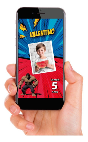 Tarjeta Invitación Virtual Animada Avengers Los Vengadores