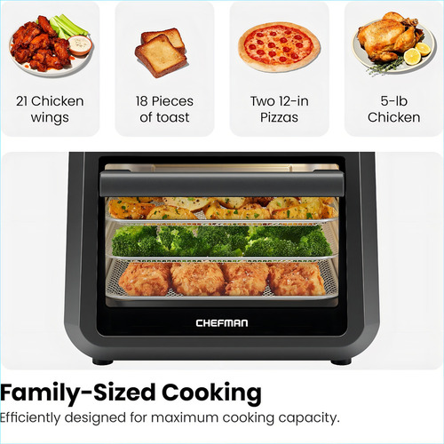 Chefman Freidora De Aire Horno Asador Y Deshidratador 6 En 1 Negro