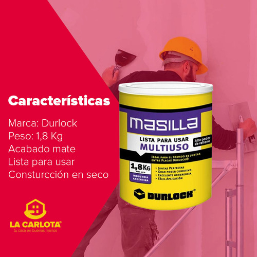 Masilla Placa De Yeso Multiuso 1,8 Kg Lista Para Uso