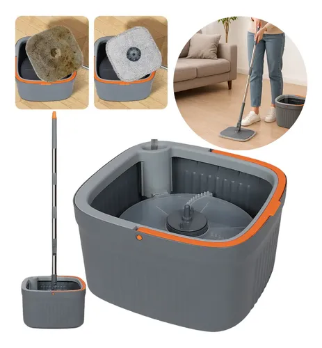 Mop Giratorio Agua Limpa Quadrado Compartimentos Separados Cor Cinza-escuro Import Poemme — R$ 127,45 em Mercado Livre, 49% OFF