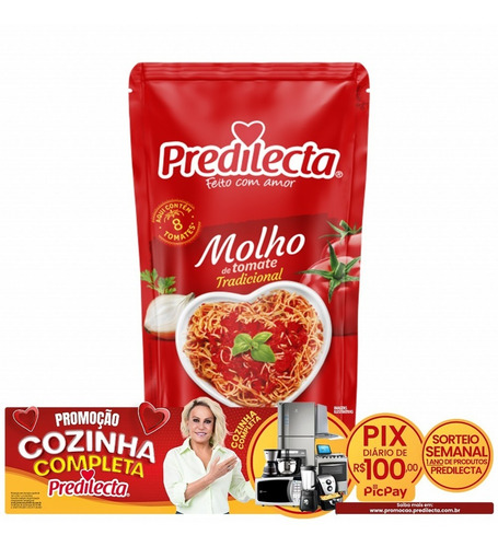 Imagem 2 de 4 de Molho De Tomate Tradicional 340g Predilecta