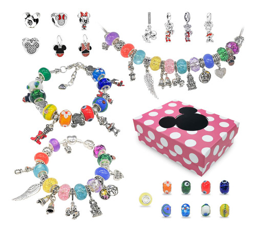 Kit Pulsera Dije Para Niña Fabricacion Joya Cuenta Mickey