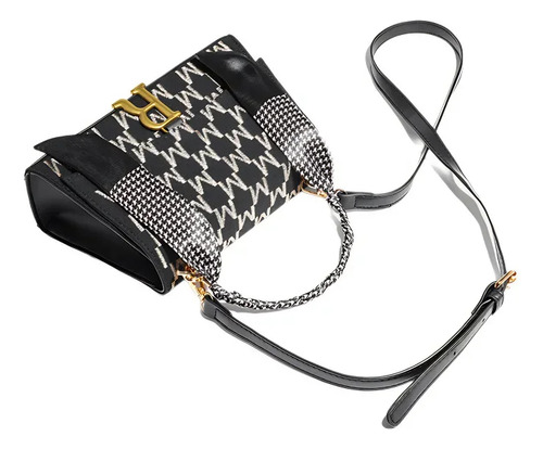 Bolso Cuadrado Pequeño Con Forma De R Estilo Tweed De Lujo V