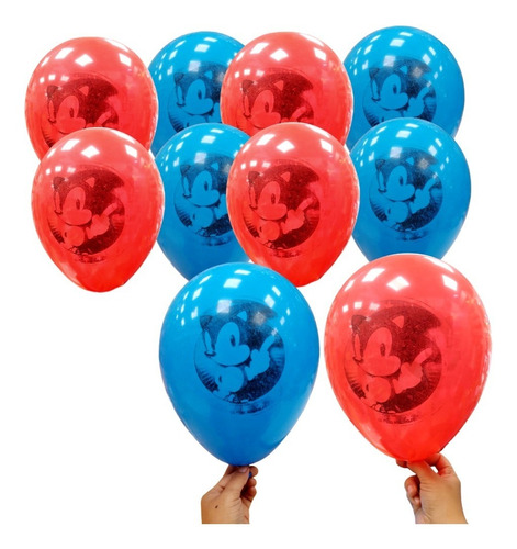 Globos Sonic Impresos Latex Personajes Temático X 10u 12p