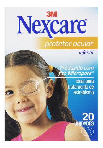 Protetor Ocular Infantil Micropore Nexcare 63mm x 45mm Caixa 20 Unidades