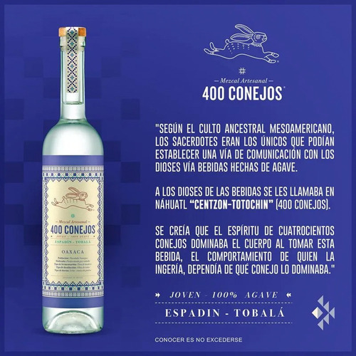 Pack De 2 Mezcal 400 Conejos Espadin Tobala 700 Ml