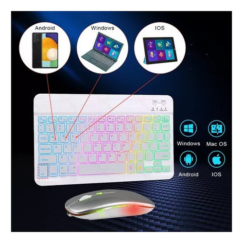 Para Conjunto Teclado Y Ratón Inalámbricos Retroiluminados