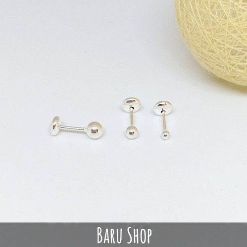 Imagen 3 de 8 de Pack Aritos Abridores Plata 925 Bolita 1mm 2mm Y 3 Mm