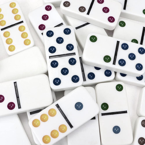 Dominó Clásico 28 Piezas Doble 6 Colores Estuche Madera