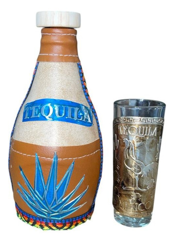 Botella Licorera Forrada 400ml Café Con 1 Tequilero 60ml Agua