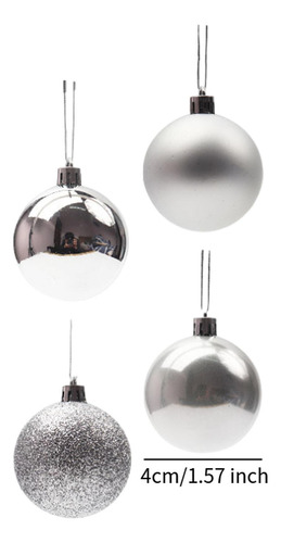 24 Bolas Navideñas Decorativas Colgantes Para Plata 4 Cm