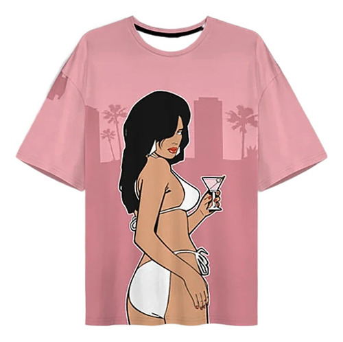 Camiseta Casual De Manga Corta Con Estampado 3d Gta Vicecity