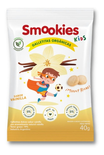 Imagen 5 de 8 de Smookies Kids Orgánicas 20 Unidades 40gr Mix. Sabores
