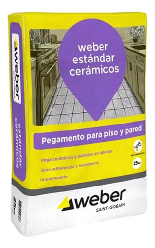 Pegamento Ceramico Estandar Interior 25k Piso Pared Weber