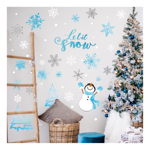 Anydesign Winter Snowflake Snow Man Pegatinas De Pared De La