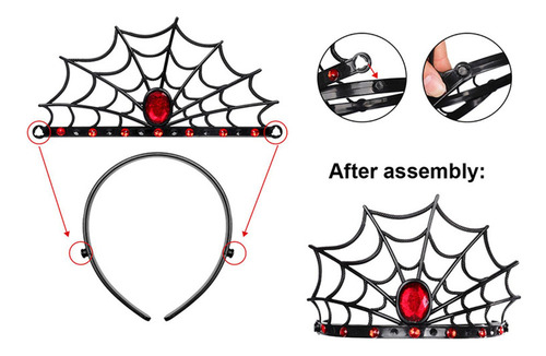 Xc 1pcs Diadema De Araña De Halloween, Aro De Pelo Telaraña