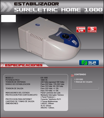 Imagen 3 de 6 de Estabilizador De Tension Future 1000w 6 Bocas