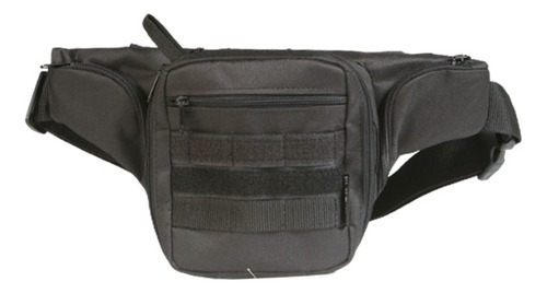 Riñonera Táctica Blackops Molle Portación Policial Negro Lisa