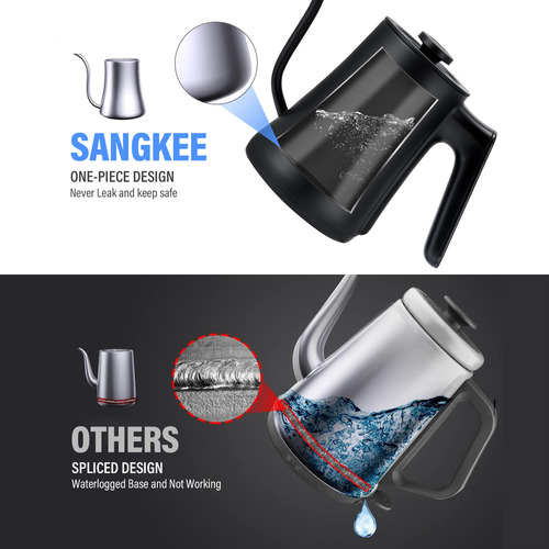 Tetera Hervidora Eléctrica de Acero Inoxidable con Cuello de Cisne,1000W Temporizador y Control de Temperatura,Jarra Portátil para Café, Té y Agua Hirviendo,Calentamiento Rápido y Auto Apagado
