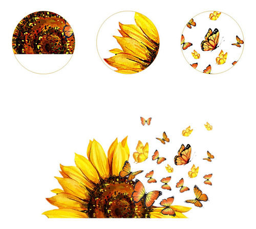 Pegatinas De Pared Con Forma De Mariposa Y Girasol, Para