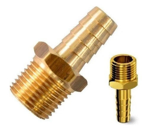 2 Adaptador Em Latão Espigão Rosca Macho 1/4 X Mangueira 1/4
