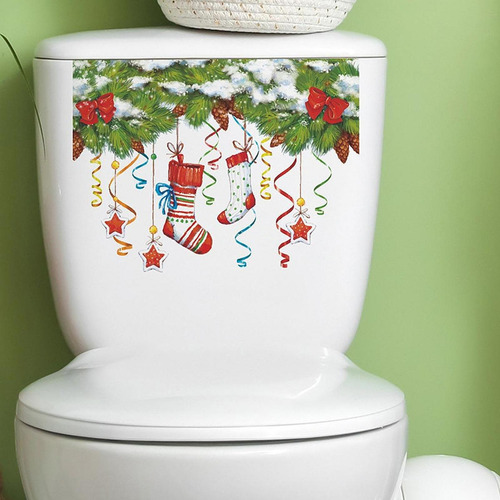 3 Christmas Toilet Sticker Self Adhesive Window Decal Toilet