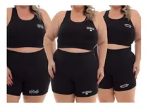 Comprar Conjuntos 3  Top Short Plus Size Cintura Alta Academia Yoga