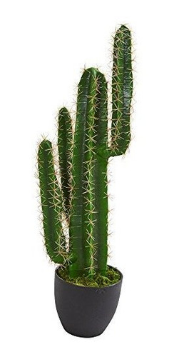 Planta Artificial De Cactus Casi Natural De 3 Pies, Verde