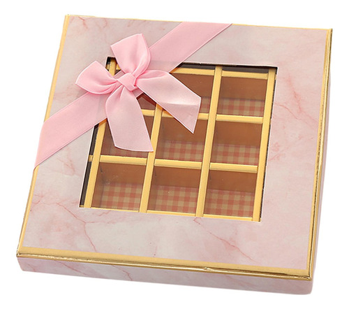 Caja De Chocolate Vacía, Caja De Regalo Con 9 Rejillas Rosa