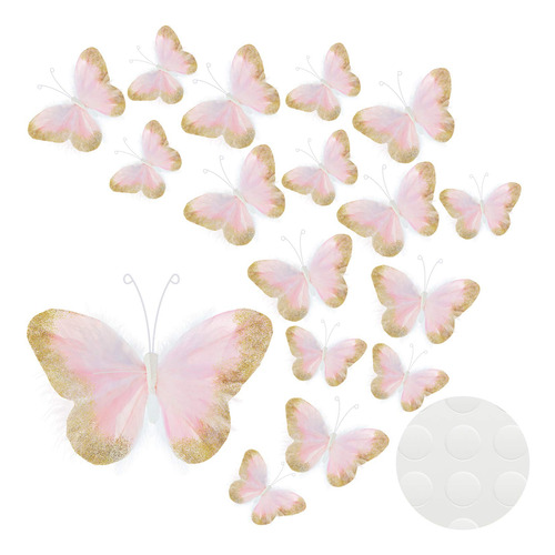 16 Calcomanas De Pared Con Diseo De Mariposa 3d De Plumas Y