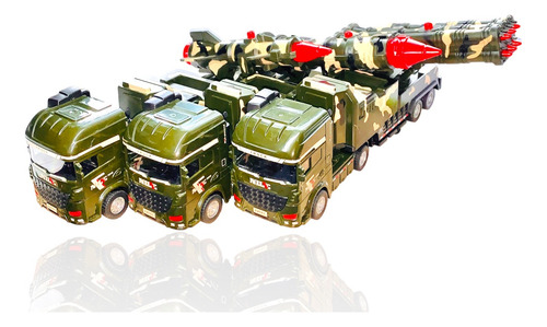 Paquete 3 Camiones Militares Con Misiles Fricción Movimiento