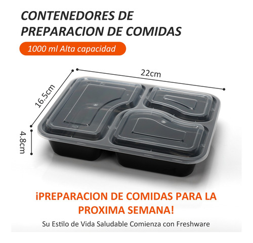 Caja De Almuerzo Pp Recipientes Desechables Con Tapa 20 Pzs