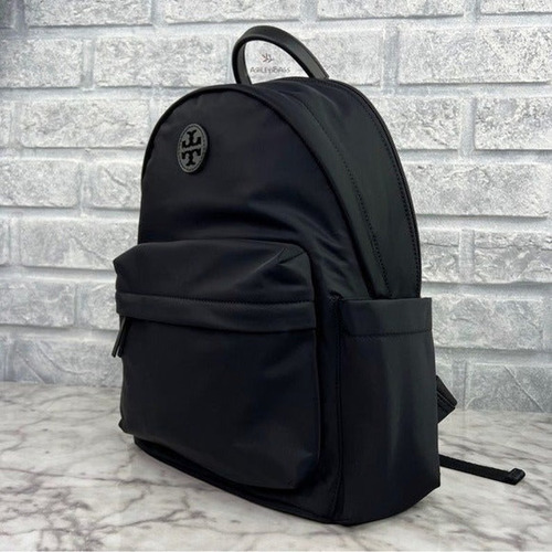 Mochila Tory Burch Ella Nylon Negra Negro Liso