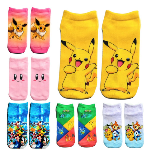 6 Pares Medias Tobilleras Sublimadas Pokemon