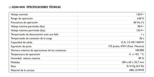 Protector De Voltaje Exceline Para Hornos Microondas 120v /