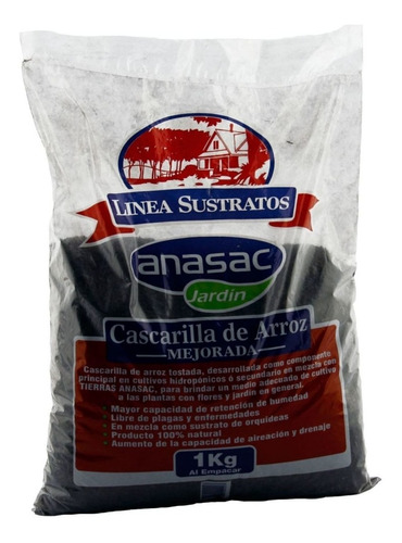 Sustrato Cascarilla De Arroz Mejorada 1 Kilo Anasac