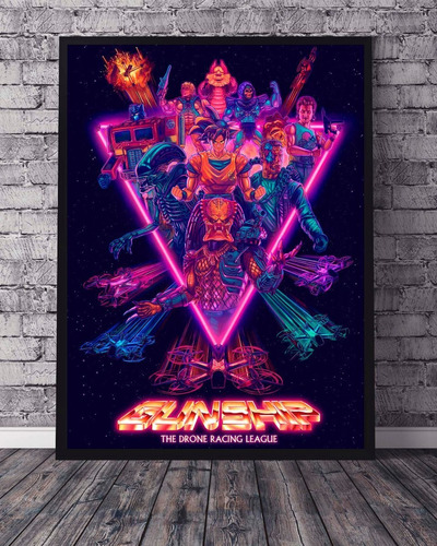 Poster Cuadro Marco Negro 33x48 Cm Goku Terminator Alien