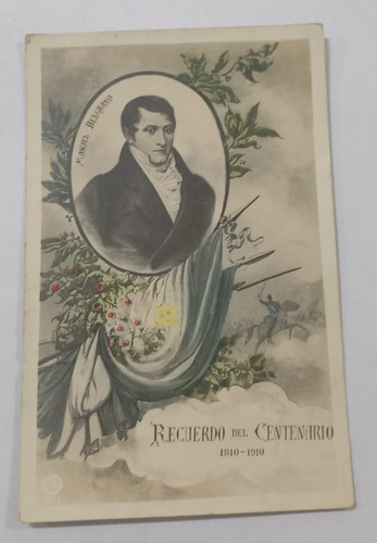 Antigua Tarjera Postal Centenario 1910 Argentina Belgrano (Usado)