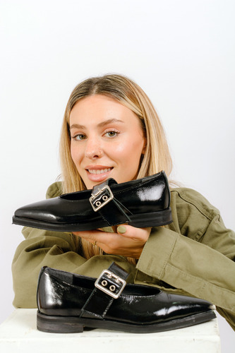 Zapatos Mocasines Mujer Cuero 100% Hebilla Punta Fina Safi