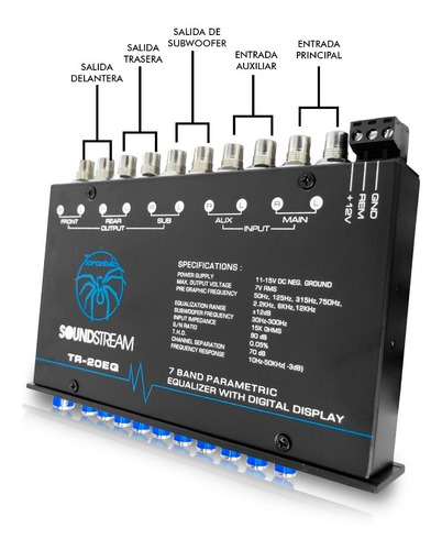 Imagen 3 de 4 de Ecualizador Pre-amp 7bandas+control De Subwoofer soundstream