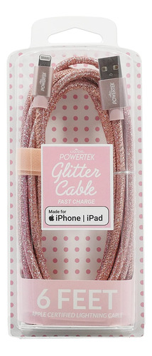 Cable Compatible Con iPhone Purpurina Glitter Oro Rosa 1.8m
