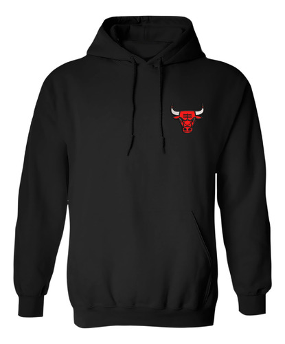Sudadera Con Gorro Bordada Cabeza Toro Rojo Logo Chicago