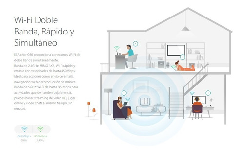 Router 5 Antenas Tp-link Archer Ac1350 C60 Doble Banda