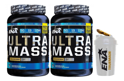 2 Ultra Mass 1,5kg Ena Ganador De Peso Proteína + Shaker