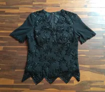 Comprar Blusa Talla M De Fiesta Con Aplicaciones Bordadas Importada