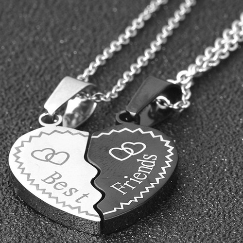 Imagem 3 de 5 de Colar De Casal Com Pingente Coração Best Friends